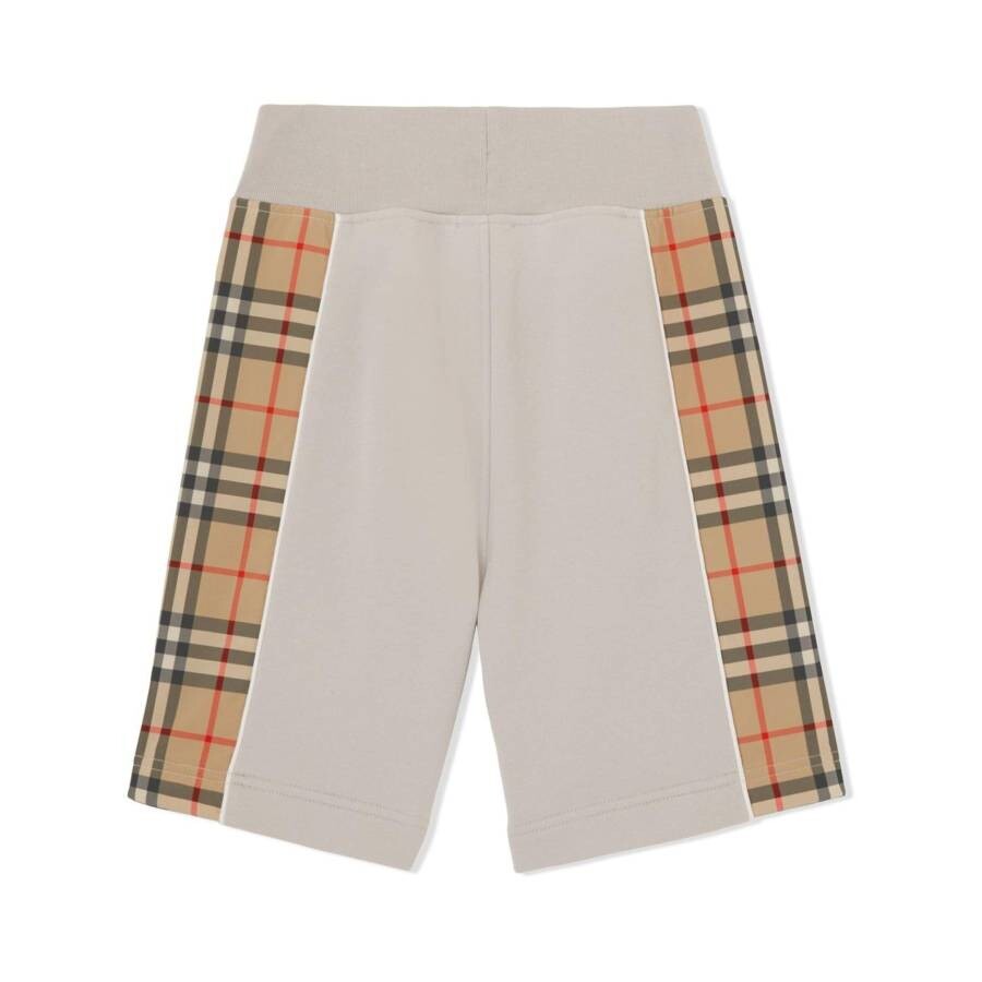 Burberry Childrens Vintage Check Panel Cotton Shorts In Grey/silver Tone