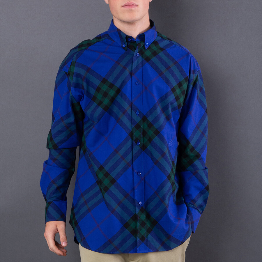 Vintage-Check Patterned Button-Up Cotton Shirt
