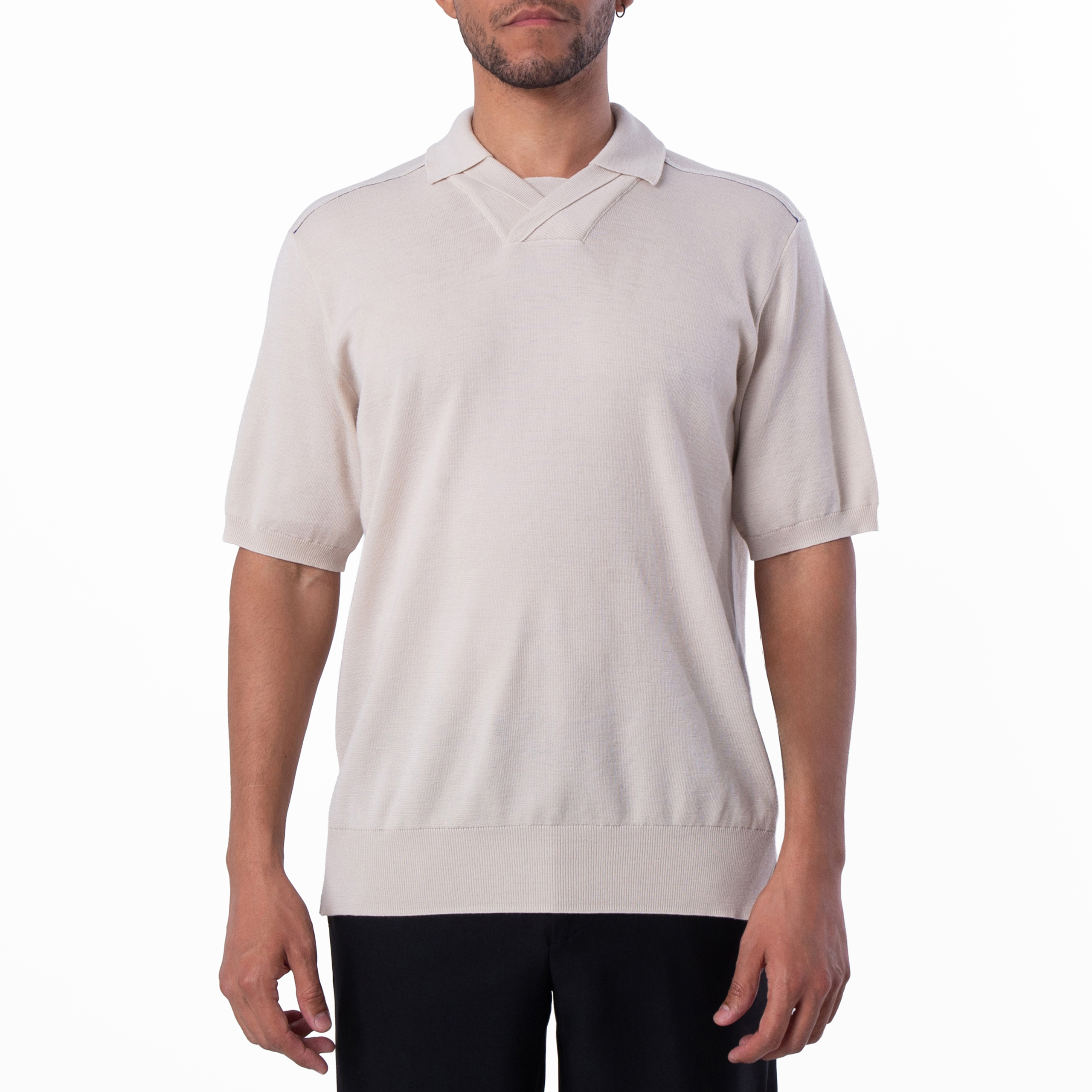 Burberry V-Neck Wool Polo Shirt, Size Large 8083181 - Clothing