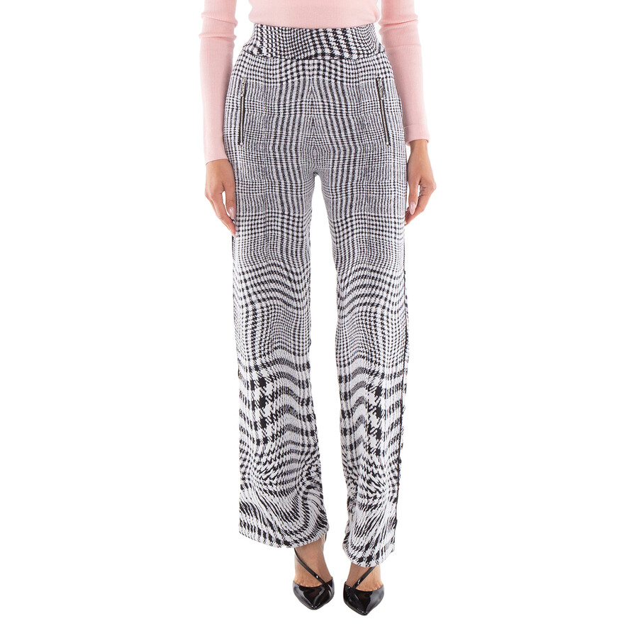 Warped Houndstooth Jacquard Wool-blend Trousers