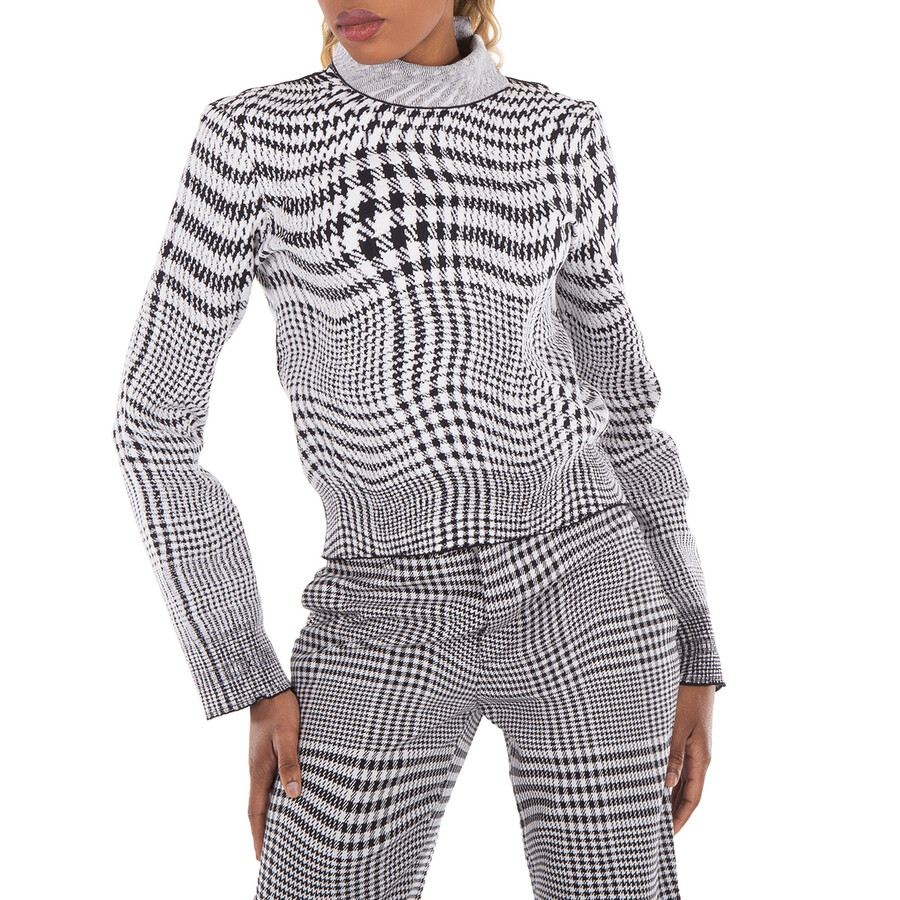 Warped Pattern Print Knitted Sweater