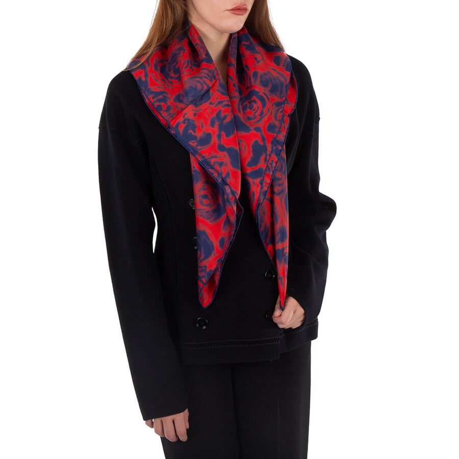 【送料&関税込】Burberry Square Silk Scarf Check Silk Scarf in Scarlet | Burberry® Official