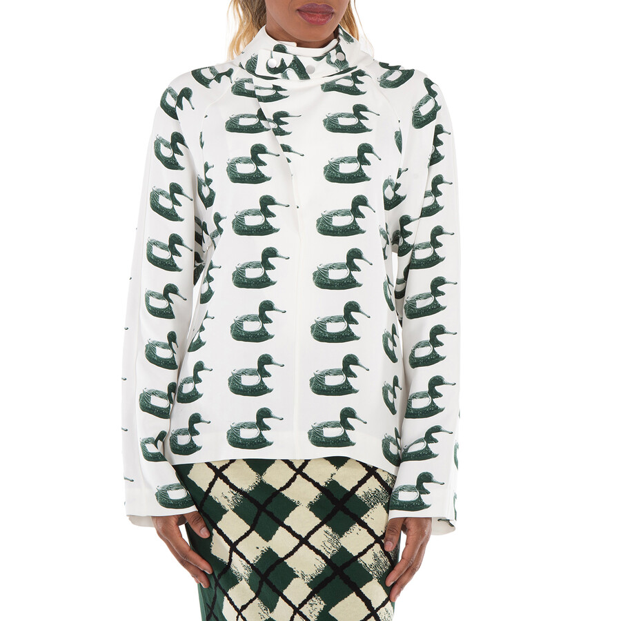 Waterbird Print Viscose Blouse