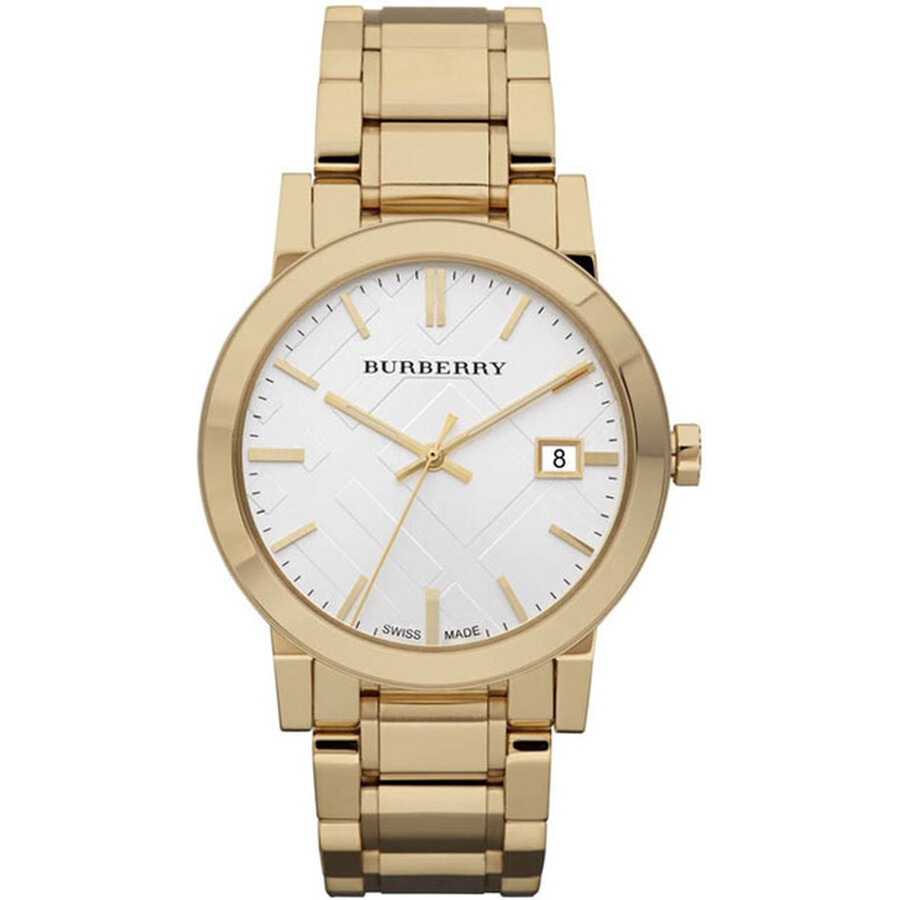 Burberry White Dial Yellow Goldplated Stainless Steel Unisex Watch