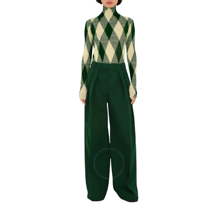 Burberry Wide Leg Pleated-detail Cotton Trousers