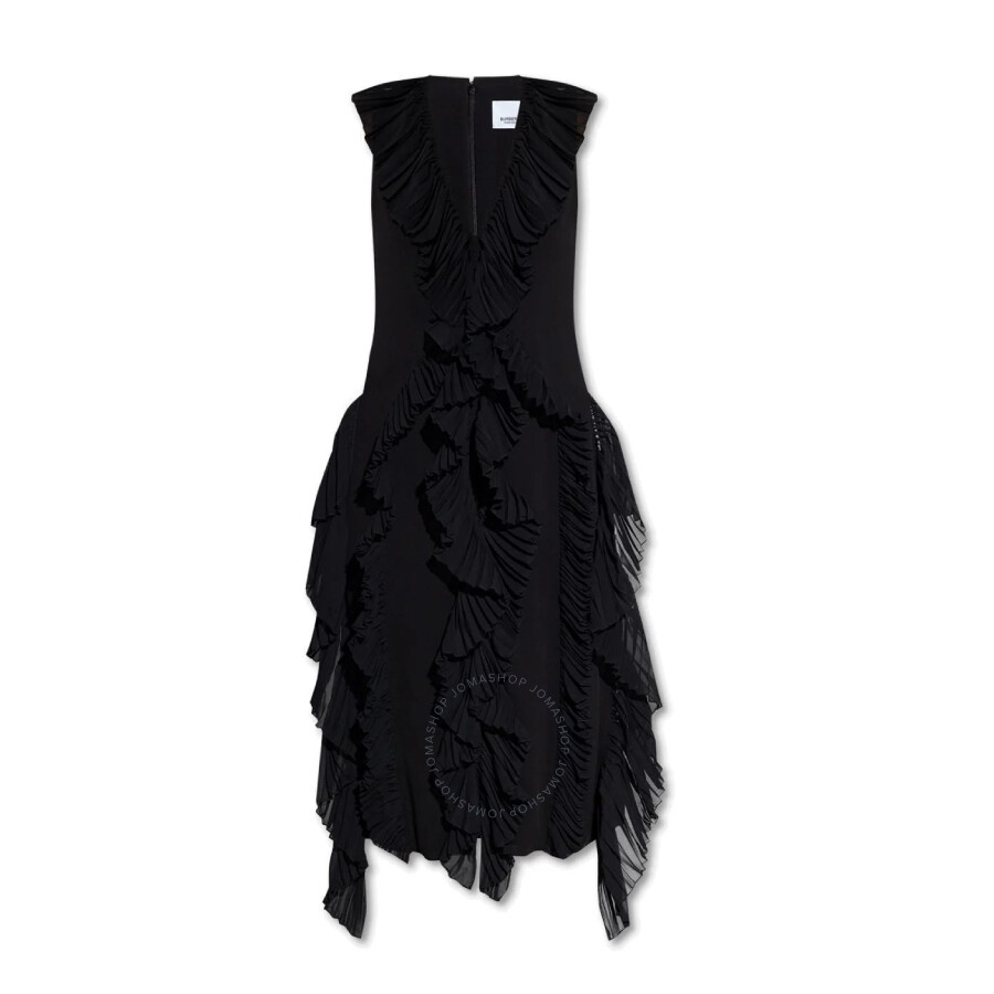 Burberry Sleeveless Pleated Silk Dress In Black
