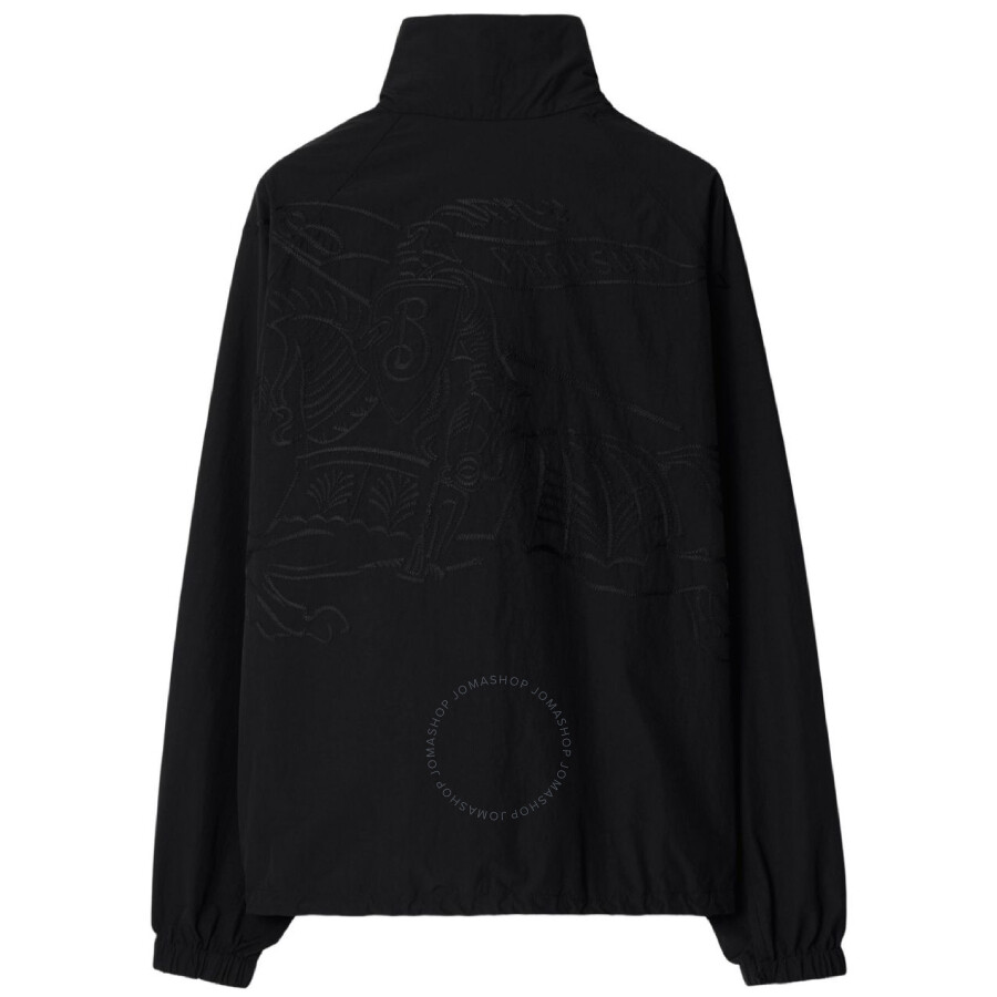 Burberry Logo Embossed Drawstring Jacket In Black