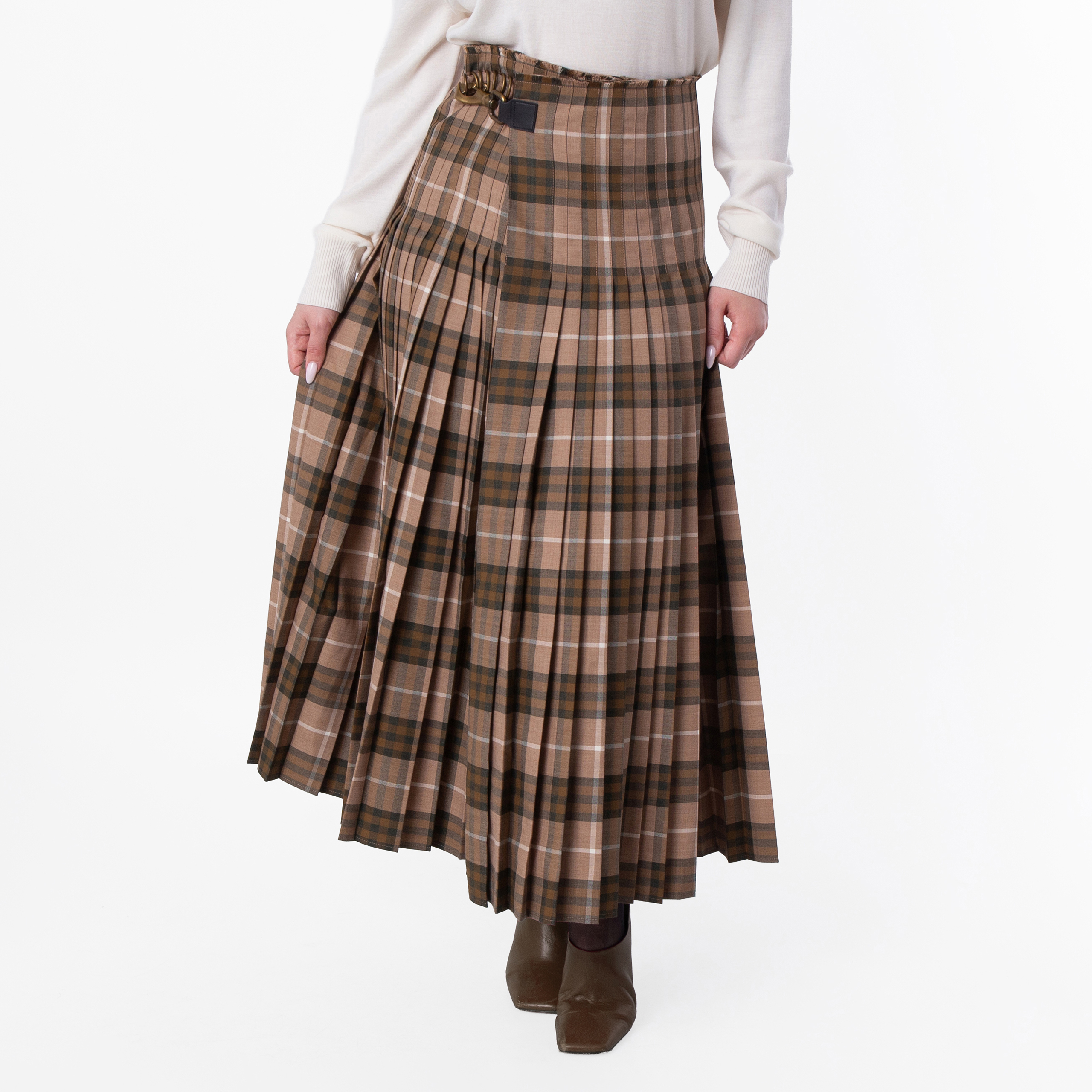 Burberry Womens Check Wool Blend Maxi Kilt, Size Large 8099551