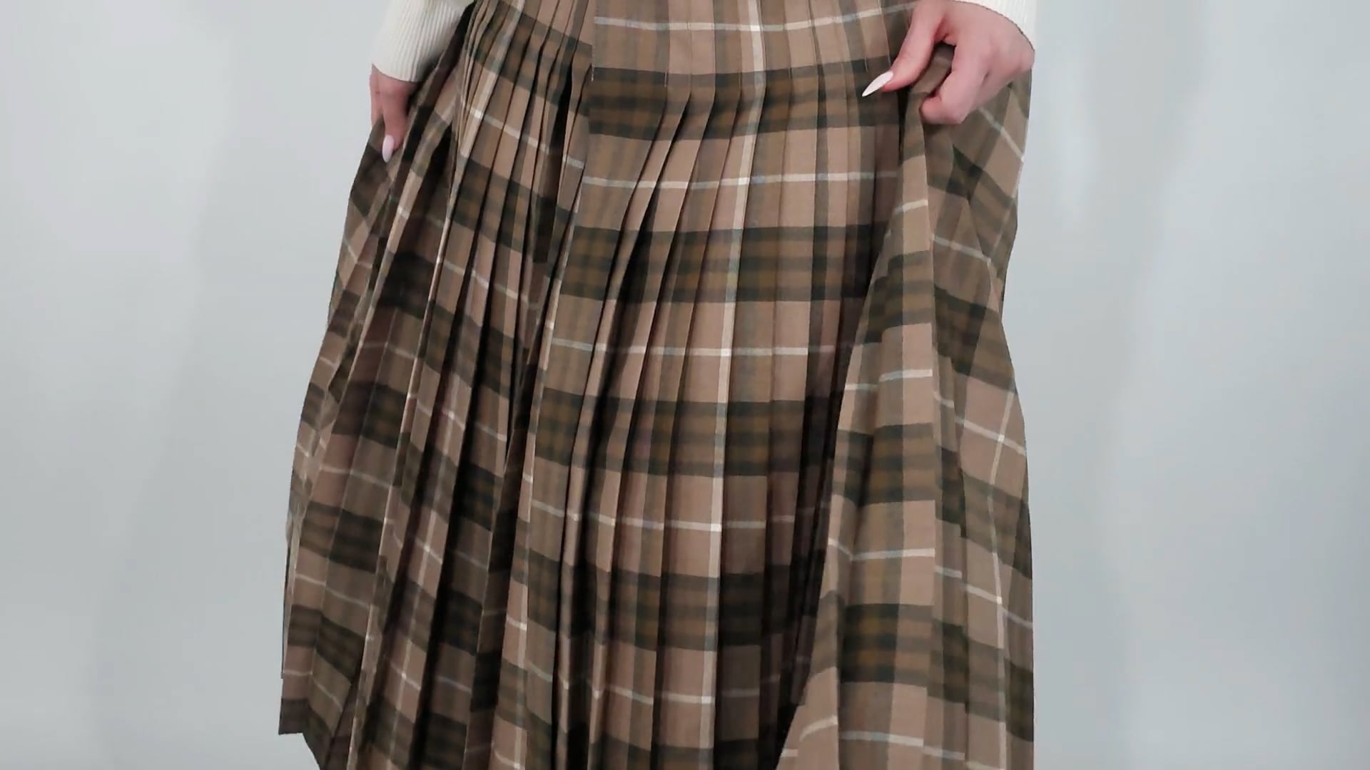 Burberry Womens Check Wool Blend Maxi Kilt, Size Large 8099551