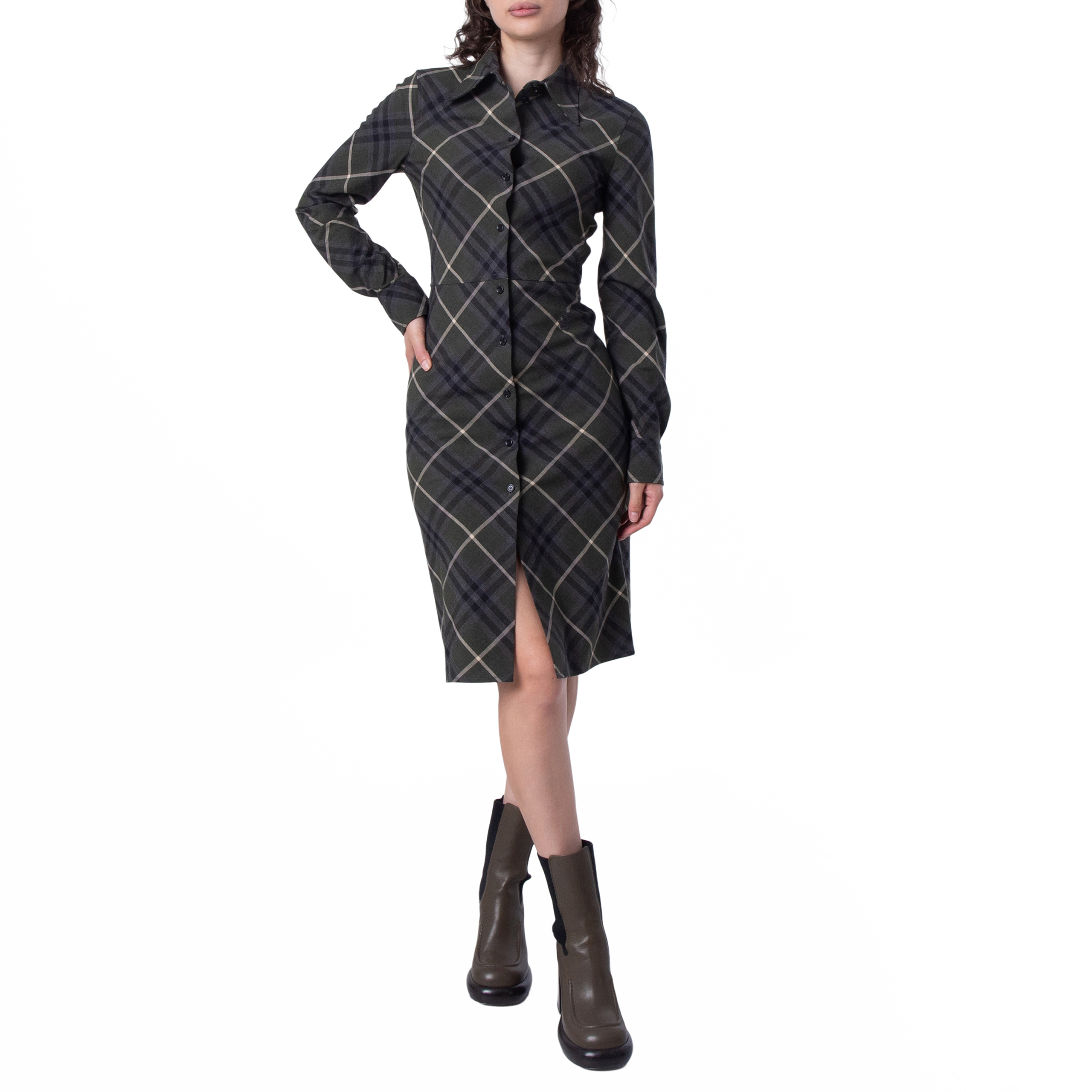 Burberry Womens Check Wool Blend Shirt Dress, Brand Size 8 ( US Size 6 ...