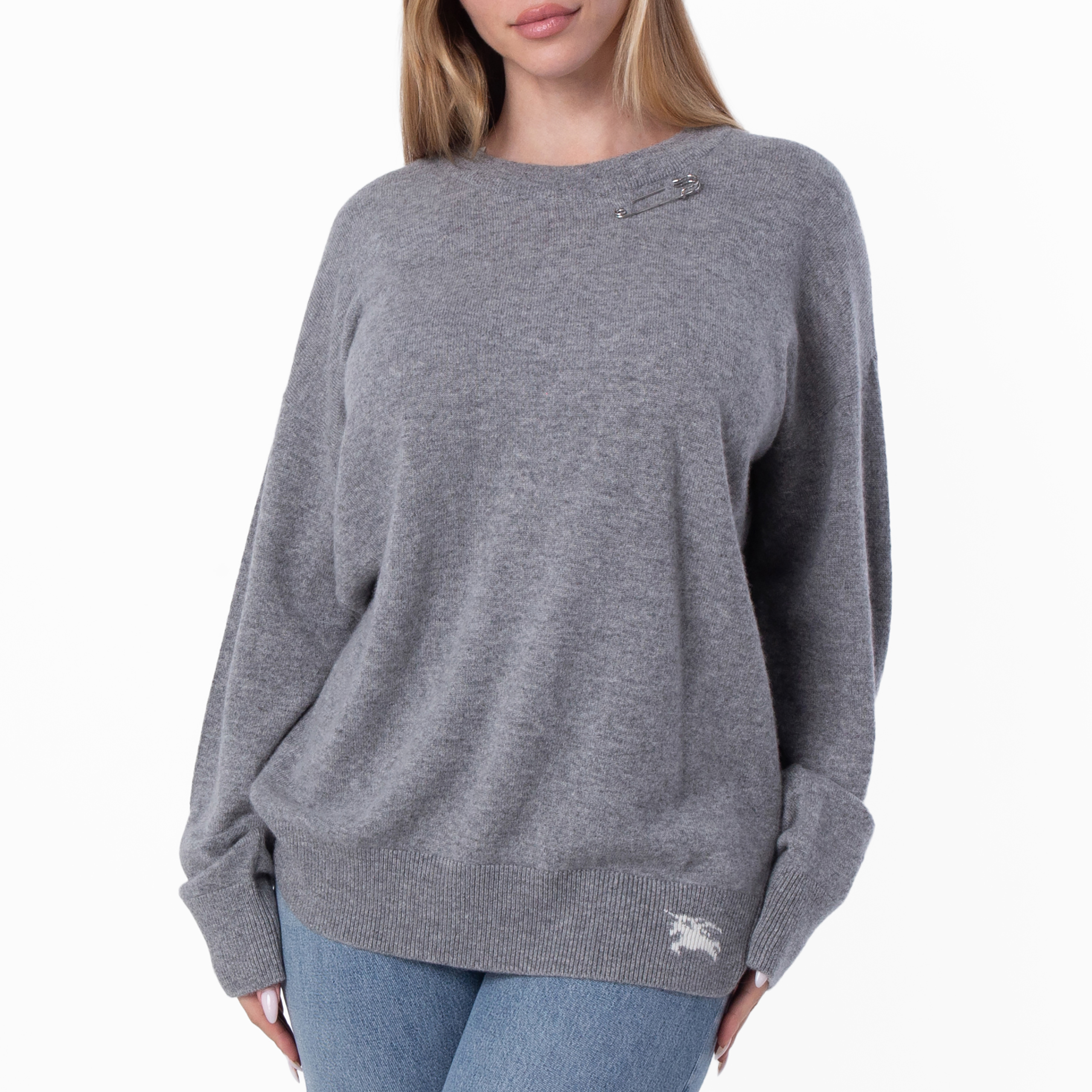 Burberry Womens EKD Cashmere Sweater, Size Large 8080851