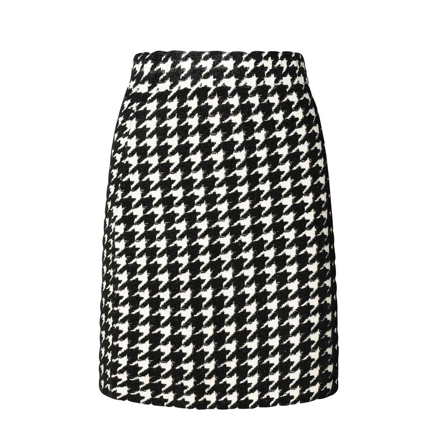 Womens Houndstooth Nylon Blend Mini Skirt