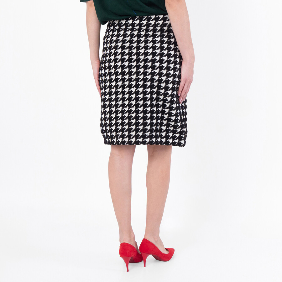 Womens Houndstooth Nylon Blend Mini Skirt