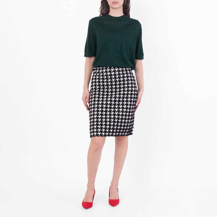 Womens Houndstooth Nylon Blend Mini Skirt