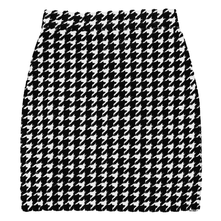 Womens Houndstooth Nylon Blend Mini Skirt