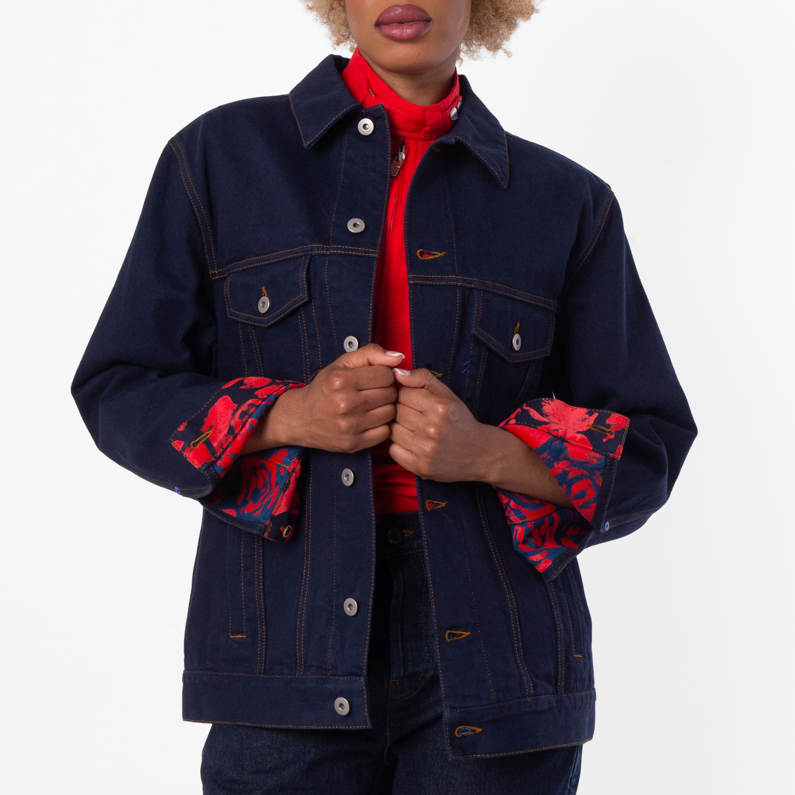 Burberry Womens Indigo Blue Logo-Patch Denim Jacket, Brand Size 10