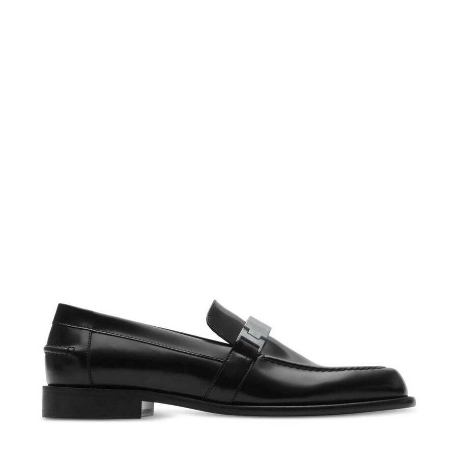 Burberry Womens Tower Leather Loafers In Black