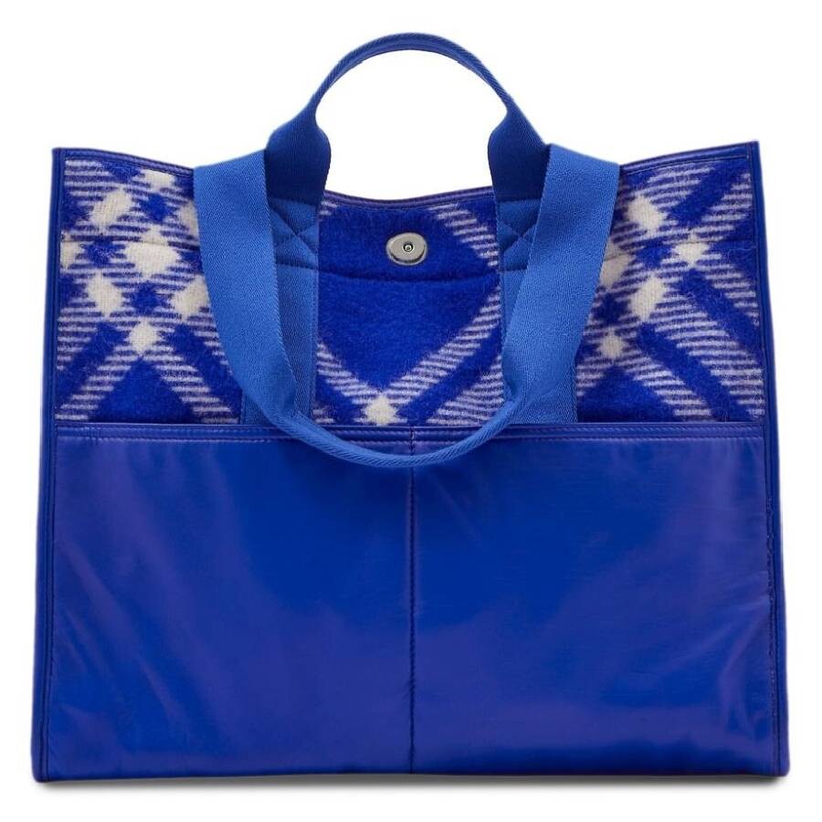 Burberry Wool Blend Press Stud Closure Tote Bag