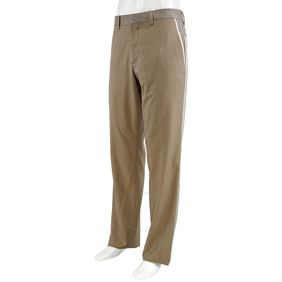 Shop Burberry Wool Cashmere And Linen English Fit Tailored Trousers In Pecan Melange