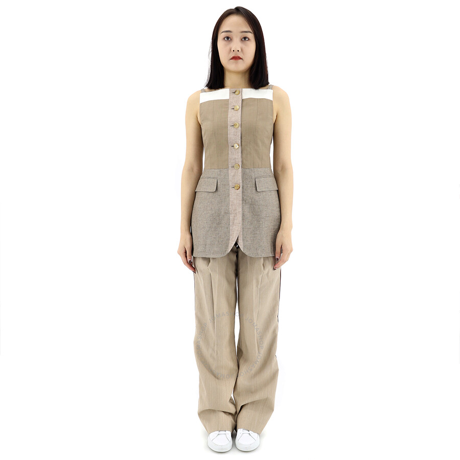 Shop Burberry Wool Cashmere And Linen Waistcoat In Pecan Melange