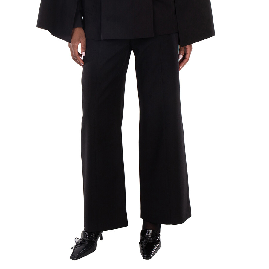 Wool Embroidered Logo Tailored Trousers