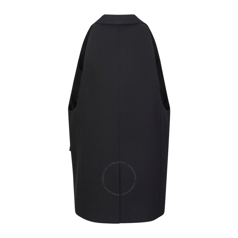 Burberry Wool Tailored Blazer Vestwith Satin Peak Lapels. In Black