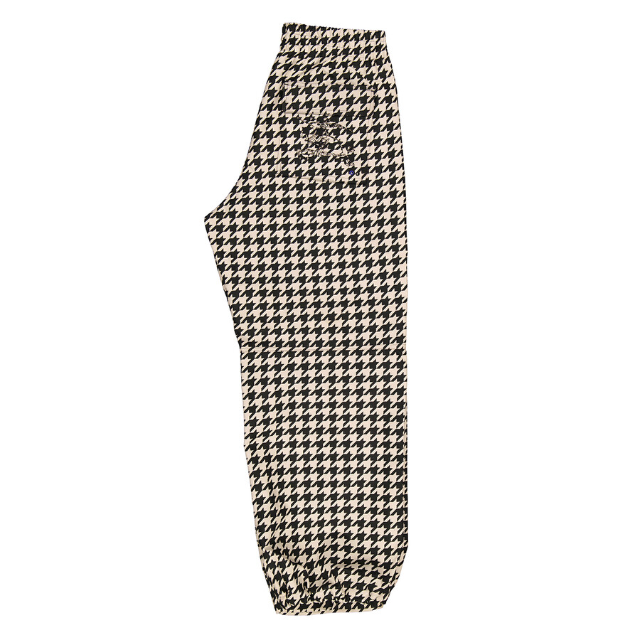 Workwear Houndstooth-Pattern Elasticated-Waist Trousers