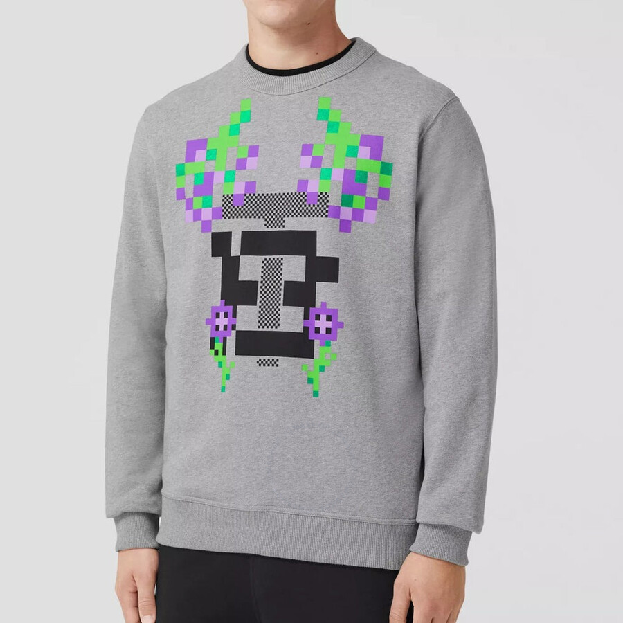 Burberry X Minecraft Falconer Monogram Motif Print Cotton Sweatshirt