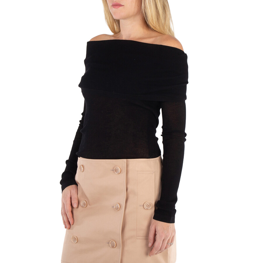 Burberry Zadine Ribbed-knit Off-shoulder Top In Black