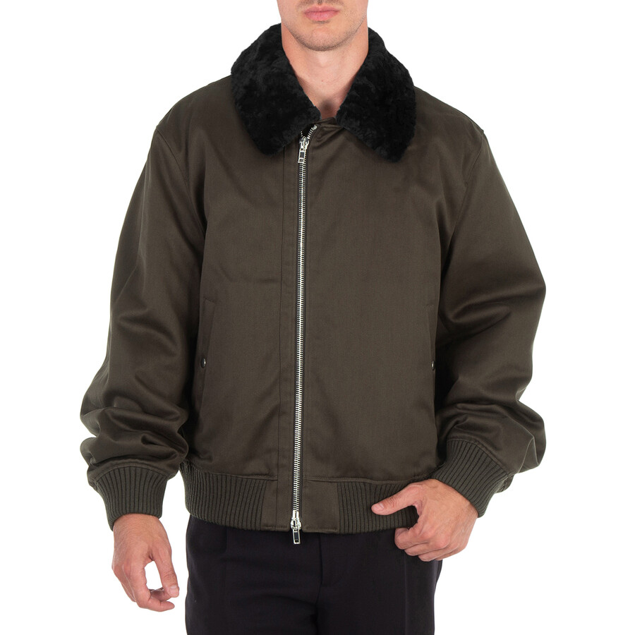 Zipped Shearling-Collar Bomber Jacket