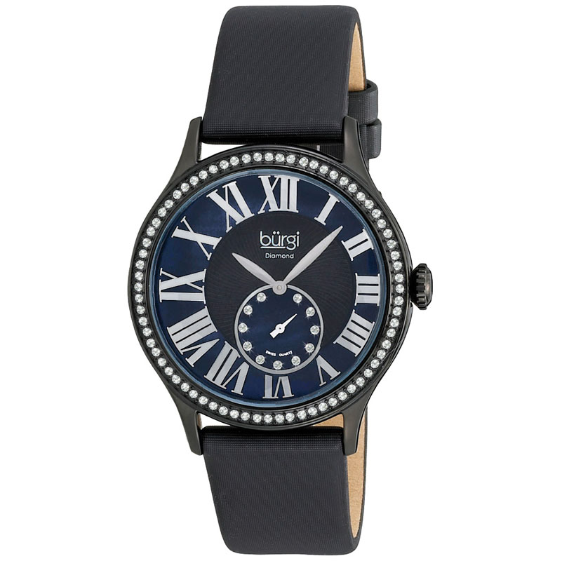 Burgi Diamond Quartz Crystal Black Mother of Pearl Dial  display picture 1