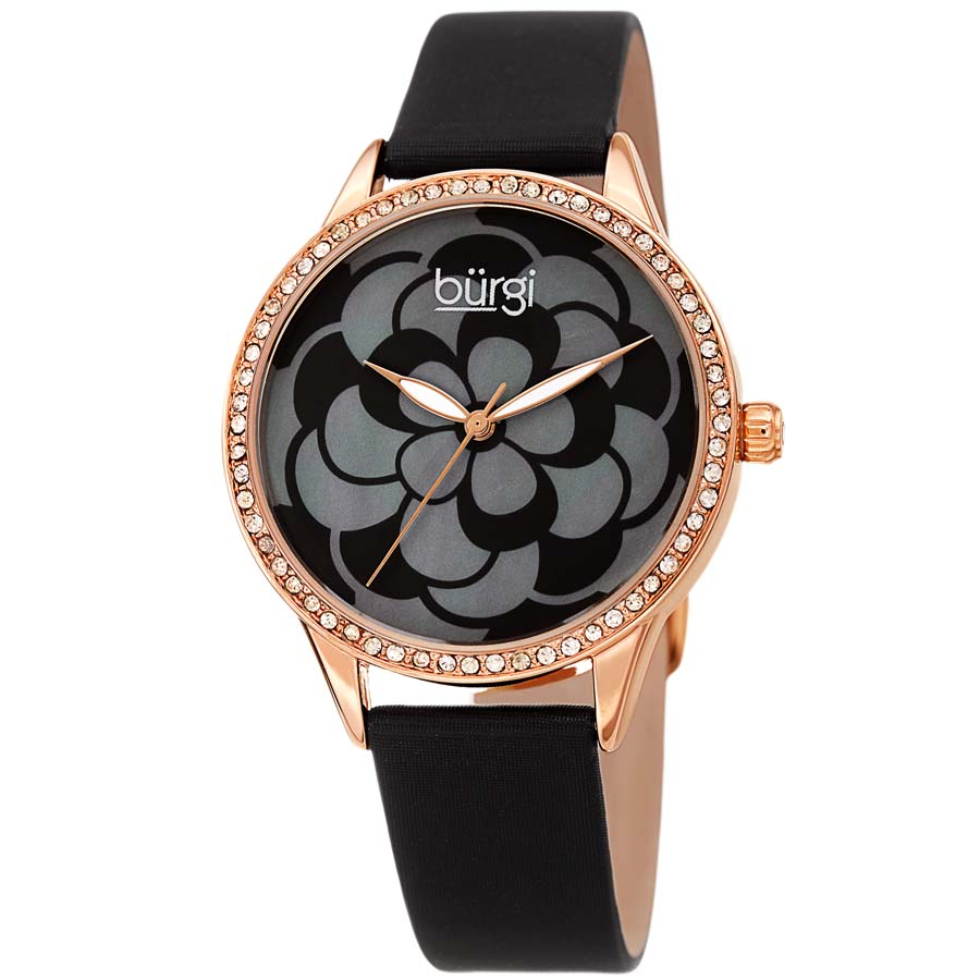 Burgi Black Mother of Pearl Dial Ladies Watch BUR203BKR