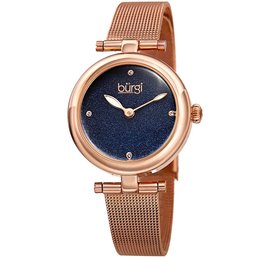 Burgi Blue Dial Rose Gold-tone Ladies Watch BUR231RGBU