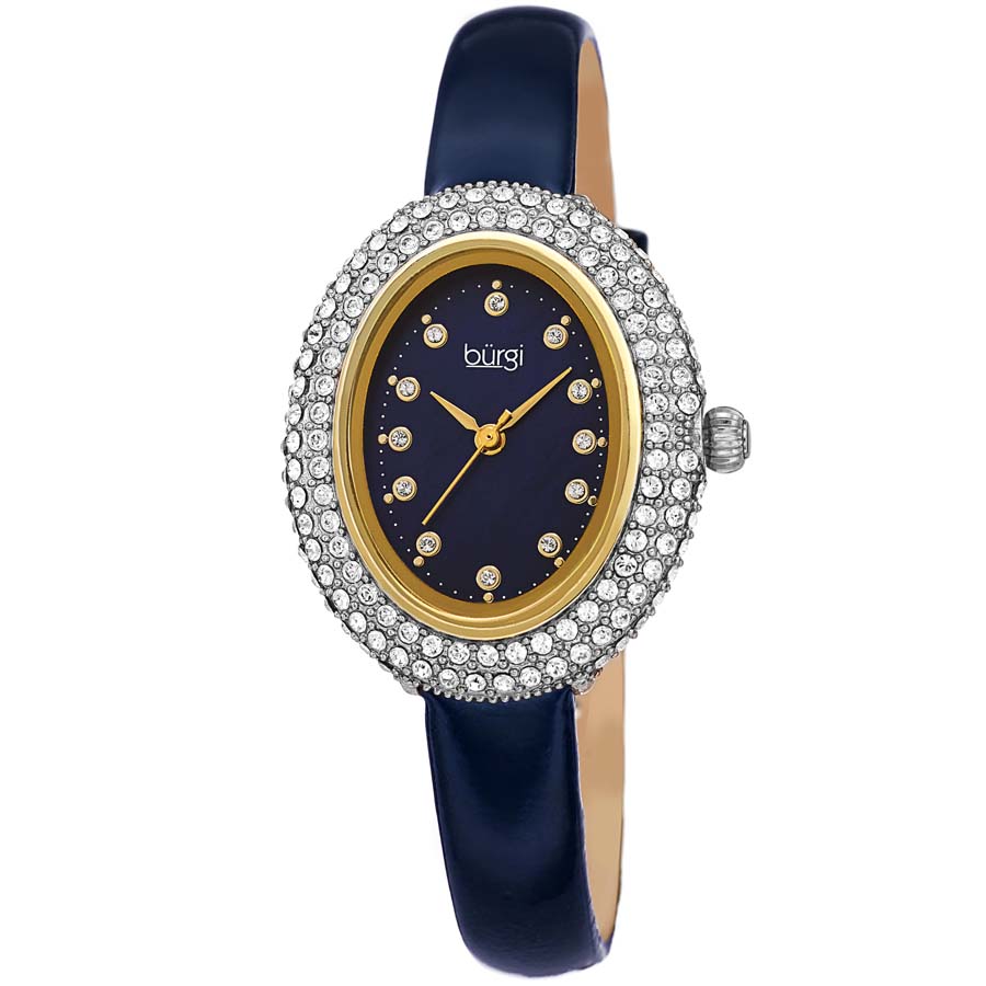 Burgi Crystal Blue Dial Blue leather Ladies Watch BUR234BU