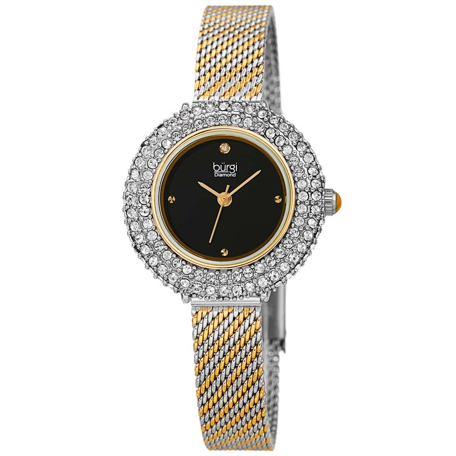 Burgi Diamond Crystal Black Dial Ladies Watch BUR236TTG