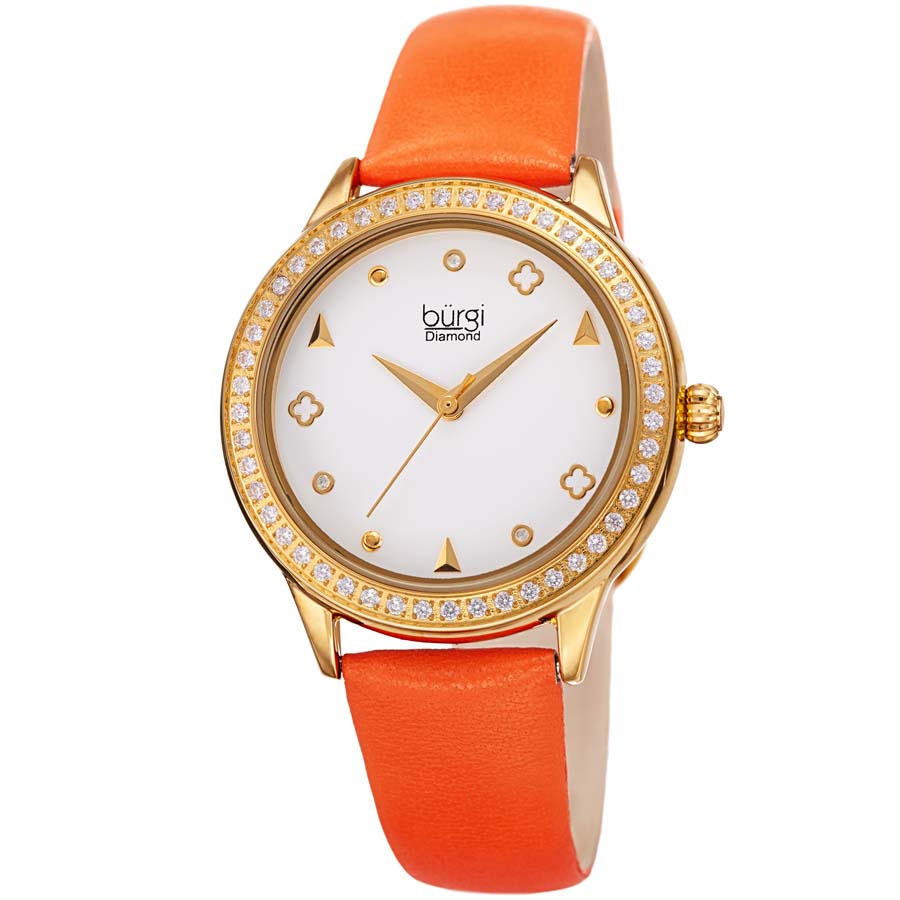 Burgi Diamond White Dial Ladies Watch BUR221OR