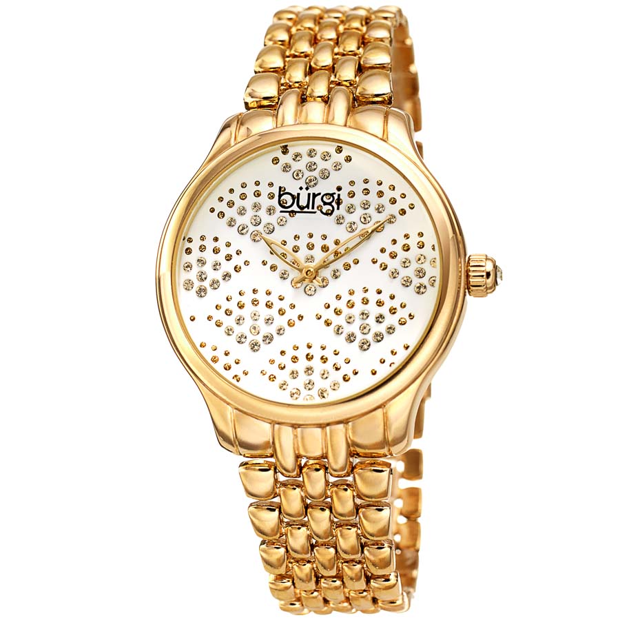 Burgi Ladies Swarovski Crystal Pebble Style Bracelet Watch BUR205YG
