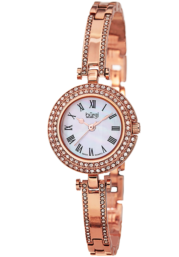 Burgi Mother of Pearl Dial Rose Gold-tone Brass Ladies Watch BUR108RG