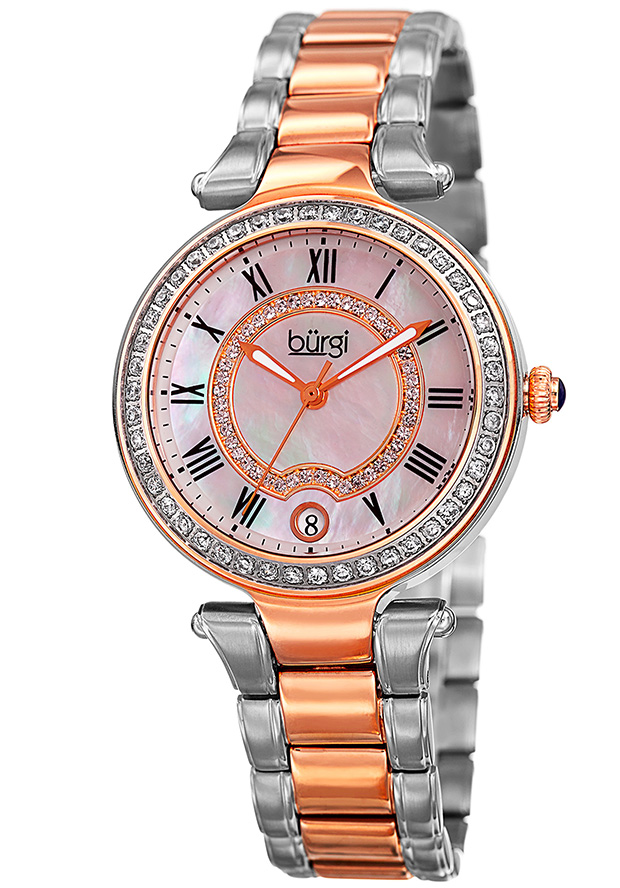 Burgi Mother of Pearl Dial Two-tone Ladies Watch BUR165TTR