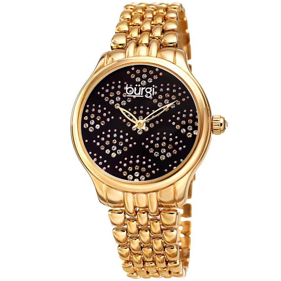 Burgi Pebble Style Quartz Black Dial Ladies Watch BUR205YGB