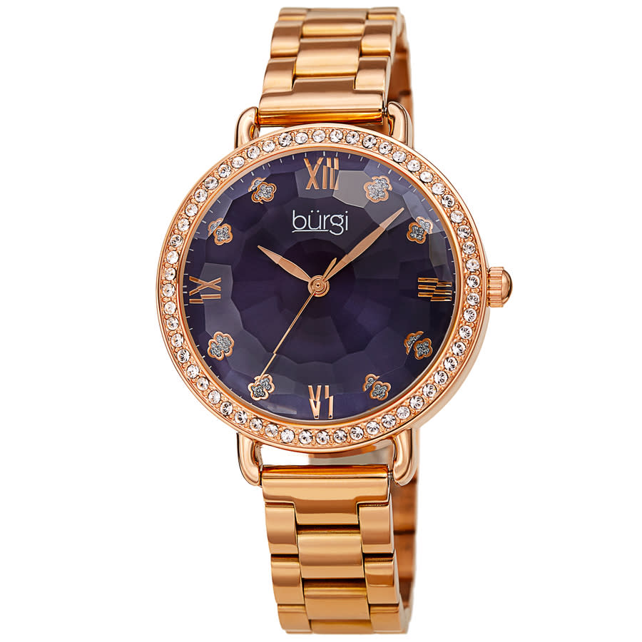 Burgi Quartz Blue Dial Rose Gold-tone Ladies Watch BUR269RGBU