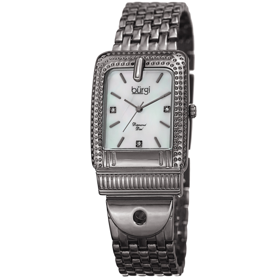 Burgi Quartz Diamond Mother of Pearl Dial Ladies Watch BUR171GN