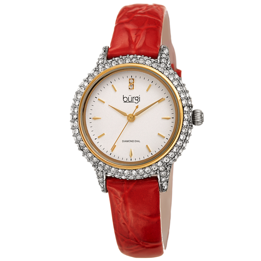 Burgi Quartz Diamond White Dial Ladies Watch BUR249RD
