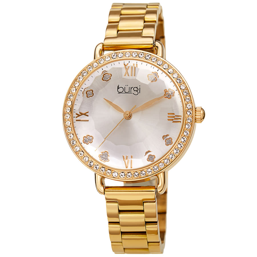 Burgi Quartz Silver Dial Gold-tone Ladies Watch BUR269YG