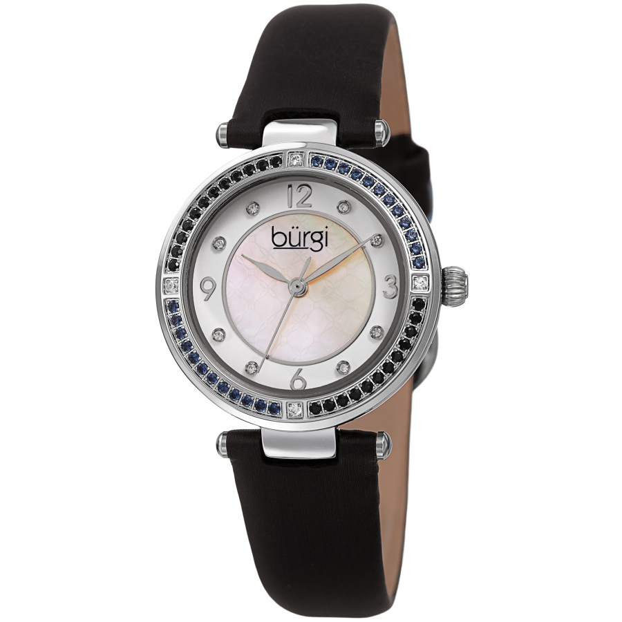 Burgi Quartz White Dial Black Leather Ladies Watch BUR251BK