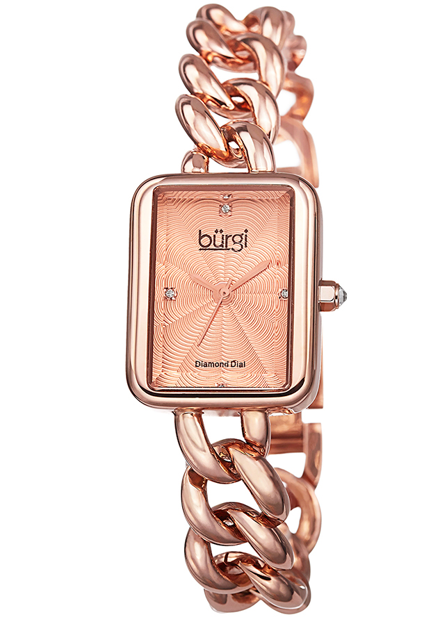 Burgi Rose Diamond Dial Rose Gold-tone Brass Ladies Watch BUR100RG