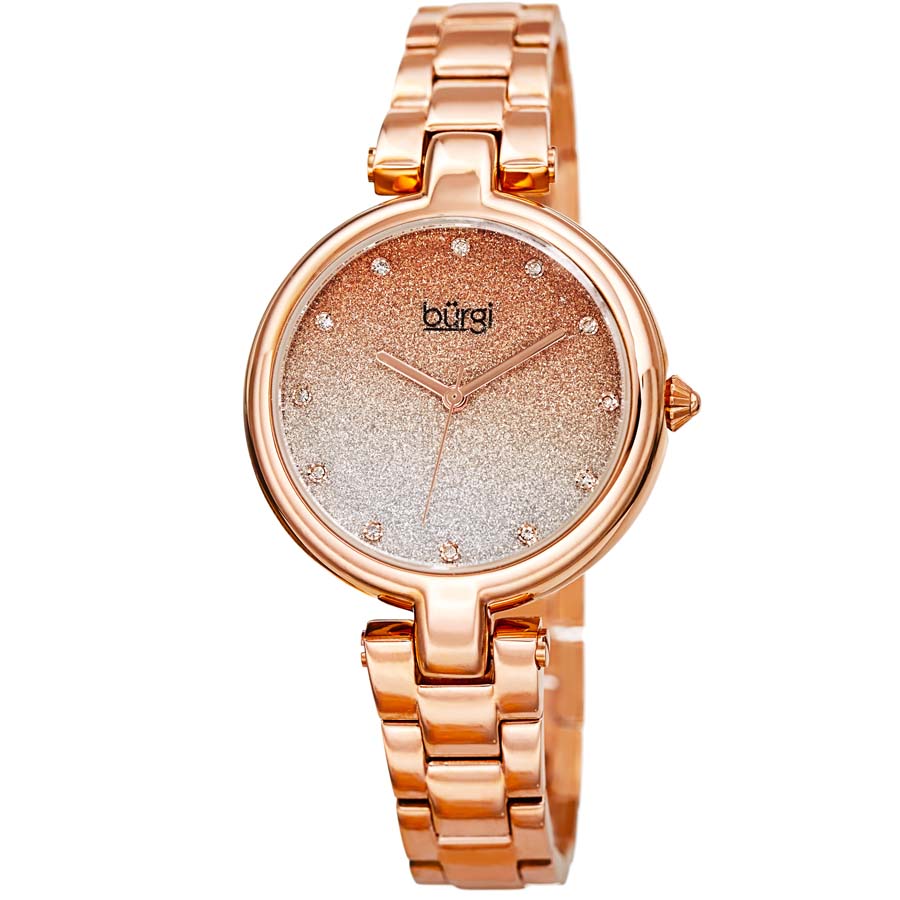 Burgi Rose Glitter Ombre Swarovski Crystal Dial Ladies Watch BUR226RG