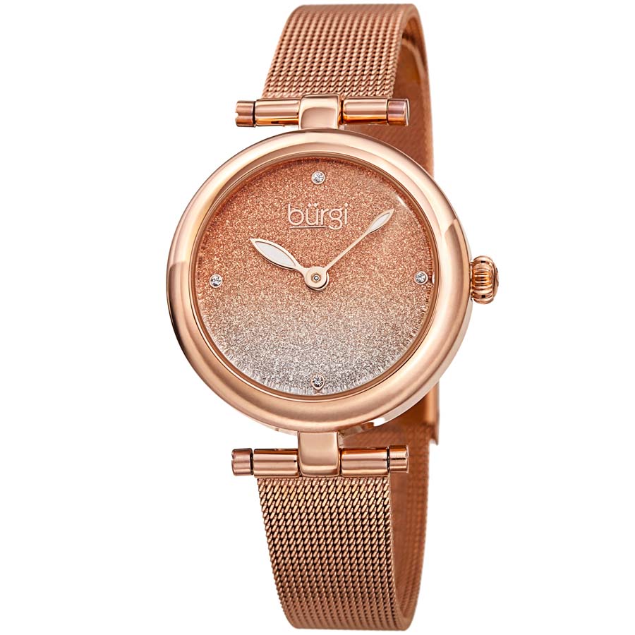 Burgi Rose Ombre Dial Rose Gold-tone Mesh Ladies Watch BUR231RG