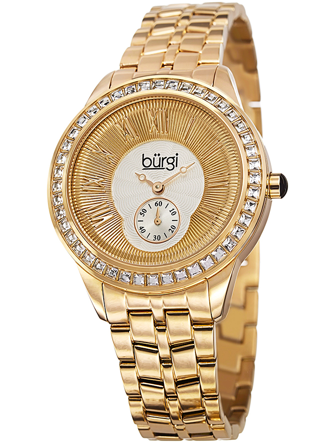 Burgi Silver and Gold Dial Gold-tone Steel Ladies Watch BUR106YG