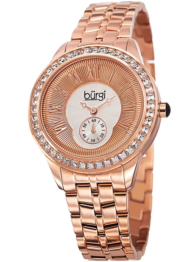 Burgi Silver and Gold Dial Rose Gold-tone Ladies Watch BUR106RG